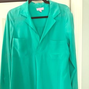 Lilly Pulitzer teal chiffon shirt size M